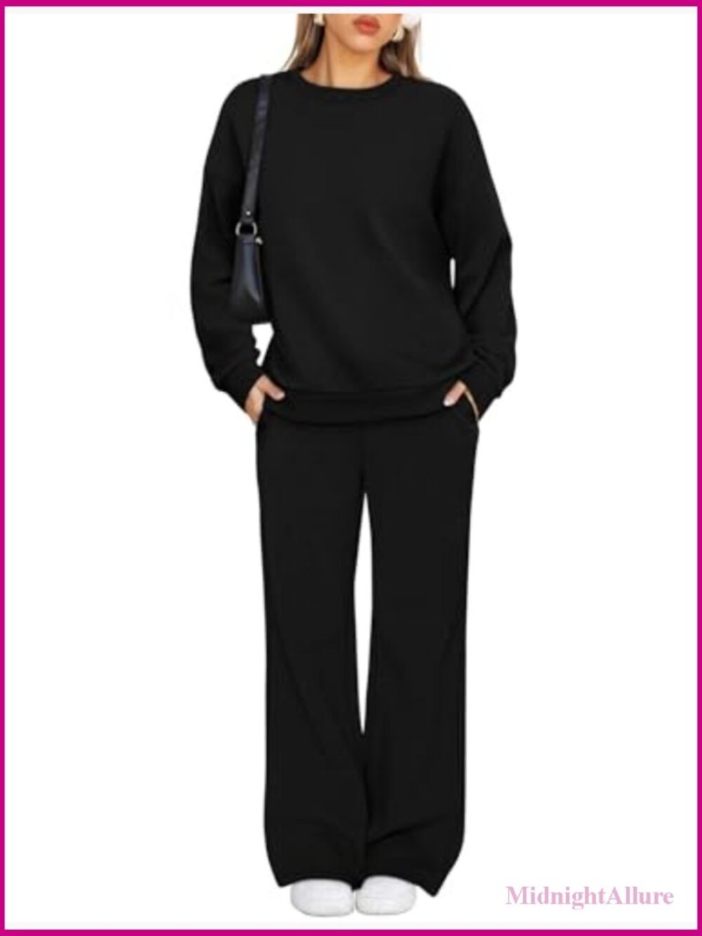 2 Piece Lounge Set - Oversized Sweatshirt & Wide Leg Sweatpants - Picture 2 of 7